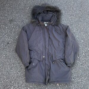 Out Brook Faux Fur Hooded Parka Jacket Womens Medium Brown Winter Coat
